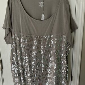 Lane Bryant Short Sleeve Top with Sequins